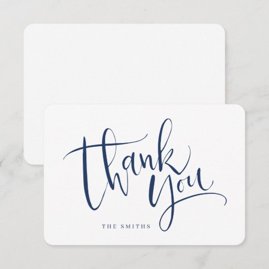 Marineblauw Modern Eenvoudig Script Dank je Kaart (Voorkant / Achterkant)