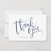 Marineblauw Modern Eenvoudig Script Dank je Kaart (Voorkant)
