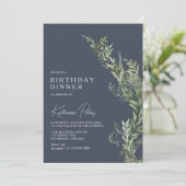 Marineblauw Modern Elegant Botanisch Verjaardagsdi Kaart (Staand voorkant)