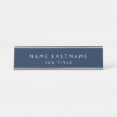 Marineblauw Modern Elegant Professioneel Classy Bureau Naambordje (Voorkant)