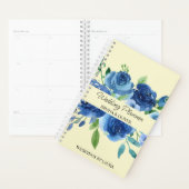 Marineblauw Modern Floral Client Bruiloft Planner (Display)