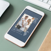 Marineblauw Modern Fotohuwelijk Sla de datum op Save The Date