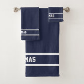 Marineblauw Modern Gepersonaliseerde Naam Badhandd Bad Handdoek (Insitu)