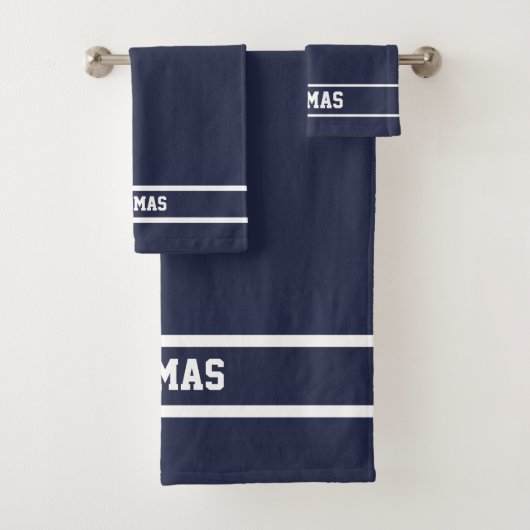 Marineblauw Modern Gepersonaliseerde Naam Badhandd Bad Handdoek (Insitu)