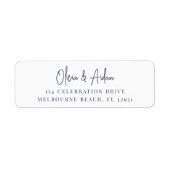 Marineblauw | Modern handgeschreven terugzendadres Etiket (Voorkant)