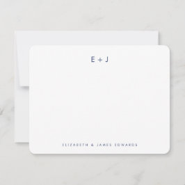 Marineblauw Modern Koppel Monogram Persoonlijk Notitiekaartje