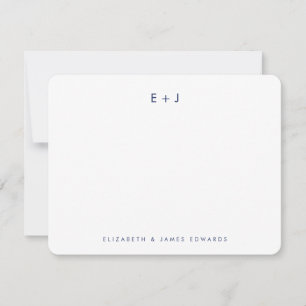Marineblauw Modern Koppel Monogram Persoonlijk Notitiekaartje