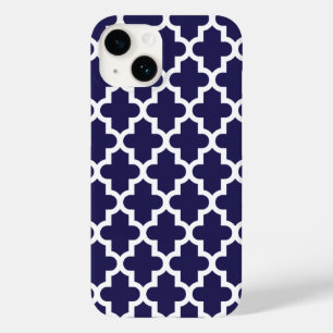 Marineblauw modern Marokkaans patroon Case-Mate iPhone 14 Hoesje