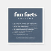 Marineblauw Modern Minimaal Leuk Feiten Verjaardag Servet (Voorkant)