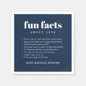 Marineblauw Modern Minimaal Leuk Feiten Verjaardag Servet (Voorkant)