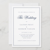 Marineblauw Modern Minimalist De bruiloft van Kaart (Voorkant)