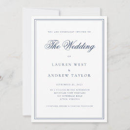 Marineblauw Modern Minimalist De bruiloft van Kaart