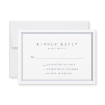 Marineblauw Modern Minimalistisch Bruiloft RSVP Ka