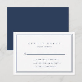 Marineblauw Modern Minimalistisch Bruiloft RSVP Ka Kaartje