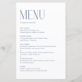 Marineblauw Modern Minimalistisch Typografie Menu  (Voorkant)
