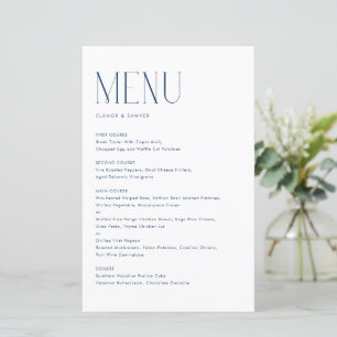 Marineblauw Modern Minimalistisch Typografie Menu 