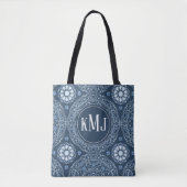 Marineblauw Modern Monogram Gepersonaliseerd Tote Bag (Voorkant)