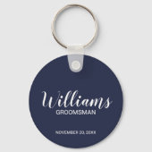 Marineblauw Modern Script Gepersonaliseerde Grooms Sleutelhanger (Voorkant)