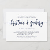 Marineblauw | Modern Signature Rehearsal Dinner Kaart (Voorkant)