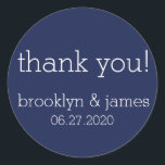 marineblauw Modern Wedding Stickers<br><div class="desc">Navelblauwe moderne trouwstickers met aanpasbare tekst</div>