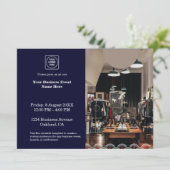 Marineblauw Modern | Zakelijk Evenement Kaart (Staand voorkant)