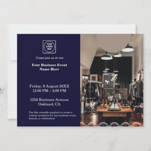 Marineblauw Modern | Zakelijk Evenement Kaart (Voorkant)
