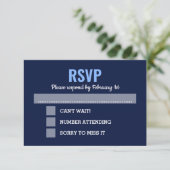 Marineblauw Moderne Bar Mitzvah RSVP (Staand voorkant)