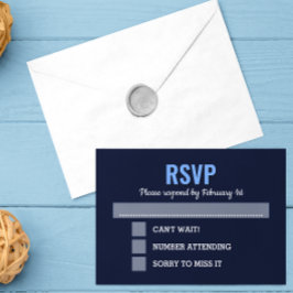 Marineblauw Moderne Bar Mitzvah RSVP Kaartje