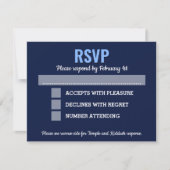 Marineblauw Moderne Bar Mitzvah RSVP met opties (Voorkant)