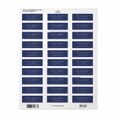 Marineblauw moderne elegante script retouradres etiket (Full Sheet)