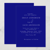 marineblauw Moderne Elegantie Chique Huwelijksuitn Kaart (Voorkant / Achterkant)