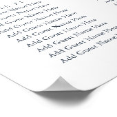 Marineblauw | Moderne handgeschreven XL-weddenscha Poster (Hoek)