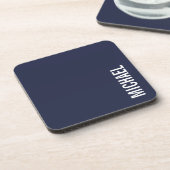 Marineblauw Moderne minimalistische gepersonalisee Bier Onderzetter (Linkerzijde)