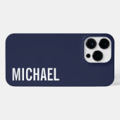 Marineblauw Moderne minimalistische gepersonalisee iPhone Hoesje (Achterkant horizontaal)