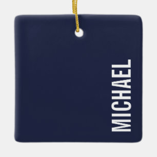 Marineblauw Moderne minimalistische gepersonalisee Keramisch Ornament