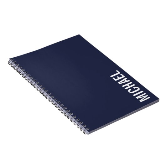 Marineblauw Moderne minimalistische gepersonalisee Notitieboek (Rechterzijde)