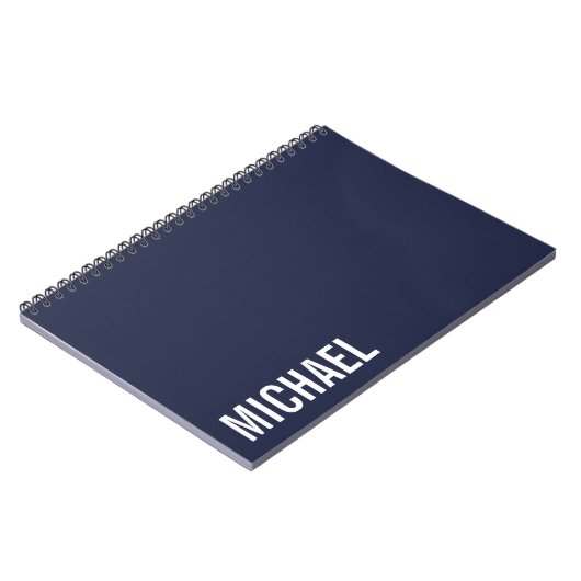 Marineblauw Moderne minimalistische gepersonalisee Notitieboek (Linkerzijde)