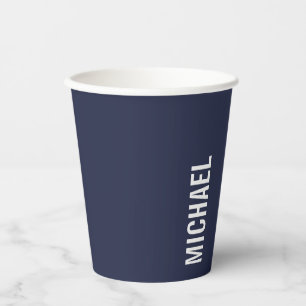 Marineblauw Moderne minimalistische gepersonalisee Papieren Bekers