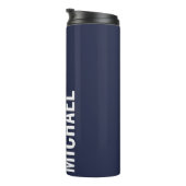 Marineblauw Moderne minimalistische gepersonalisee Thermosbeker (Geroteerd rechts)