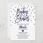 Marineblauw Moderne Script Baby Shower Confetti Kaart (Voorkant)