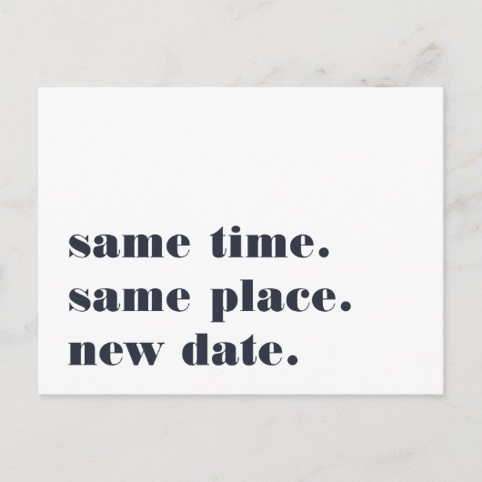 Marineblauw | Moderne trouwdatum-uitstel aankondig Aankondigingskaart (Voorkant)