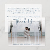 Marineblauw Moderne trouwfoto dank u kaart (Voorkant / Achterkant)