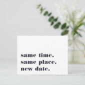 Marineblauw | Moderne uitnodiging voor uitstel van (Staand voorkant)