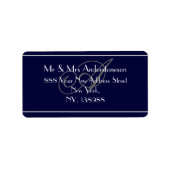 Marineblauw Monogram Bruiloft RSVP Adres Etiket (Voorkant)