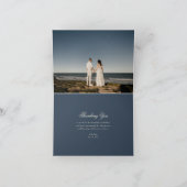 marineblauw Monogram Crest Classic Elegant Wedding Bedankkaart (Binnen)