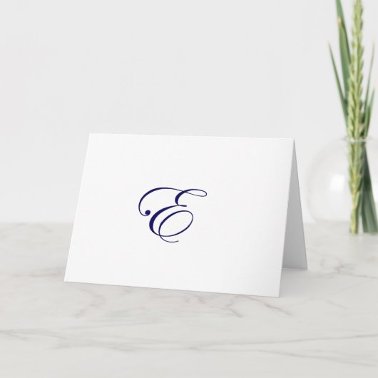 Marineblauw Monogram E Notitiekaartje (Voorkant)