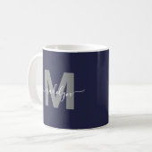 Marineblauw Monogram Koffiemok (Voorkant links)
