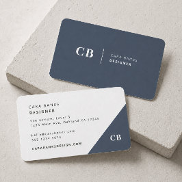Marineblauw Monogram Modern Minimaal Eenvoudig Visitekaartje