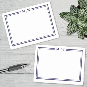 Marineblauw Monogram Post-it® Notes