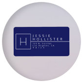 Marineblauw monogram retouradres etiket